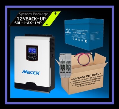 System Mecer Hybrid Off-Grid 12V 1kW 1.28kW Lithium