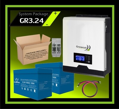 System Growcol Hybrid Off-Grid 24V 3kVA Inverter 2.56kW Lithium