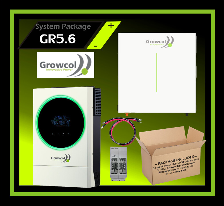 System Growcol Hybrid Off-Grid 48V 5.6kW Inverter 5.12kW Lithium