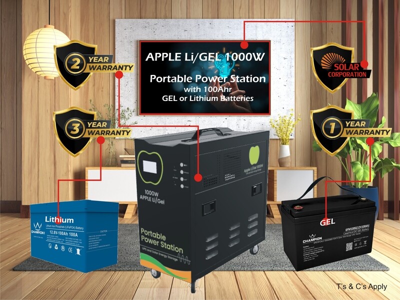 Inverter Apple 12V 1000W Full Sine Wave with 360W Solar Input (Excl. battery)