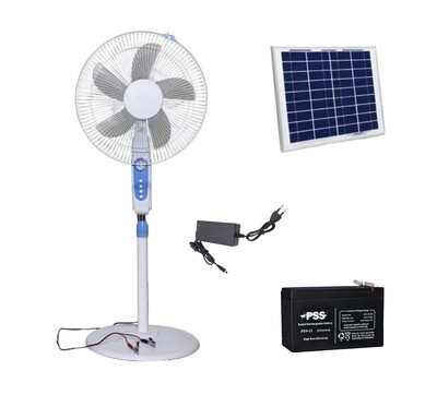 12V Battery and Solar Powered Standing Fan