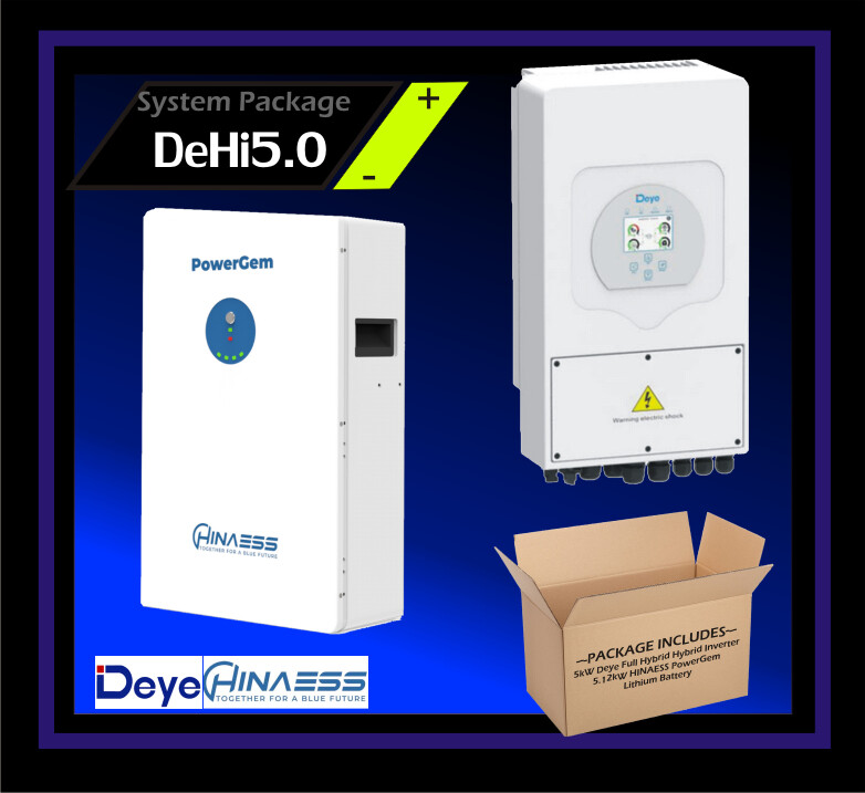 System Deye Full Hybrid 48V 5kW Inverter 5.12kW HINA ESS PowerGem Lithium