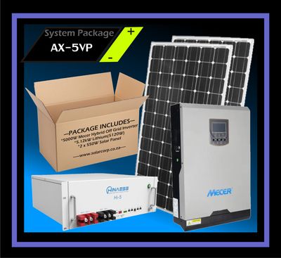System Mecer Hybrid Off-Grid 48V 5kW Inverter 5.12kW Lithium + 1.1kW Solar Panels