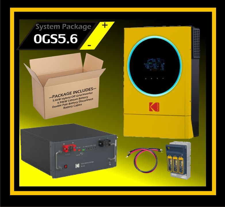 System Kodak Hybrid Off-Grid 48V 5.6kW Inverter 4.94kW 1.5C Lithium