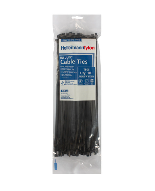 Cable Ties Hellerman Black 4.7 x 305 mm