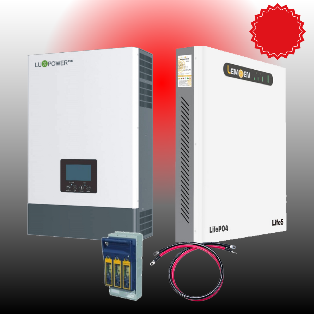 System Luxpower Hybrid Off-Grid 48V 6kW Inverter 5.12kW LEMOEN Life-5 Lithium