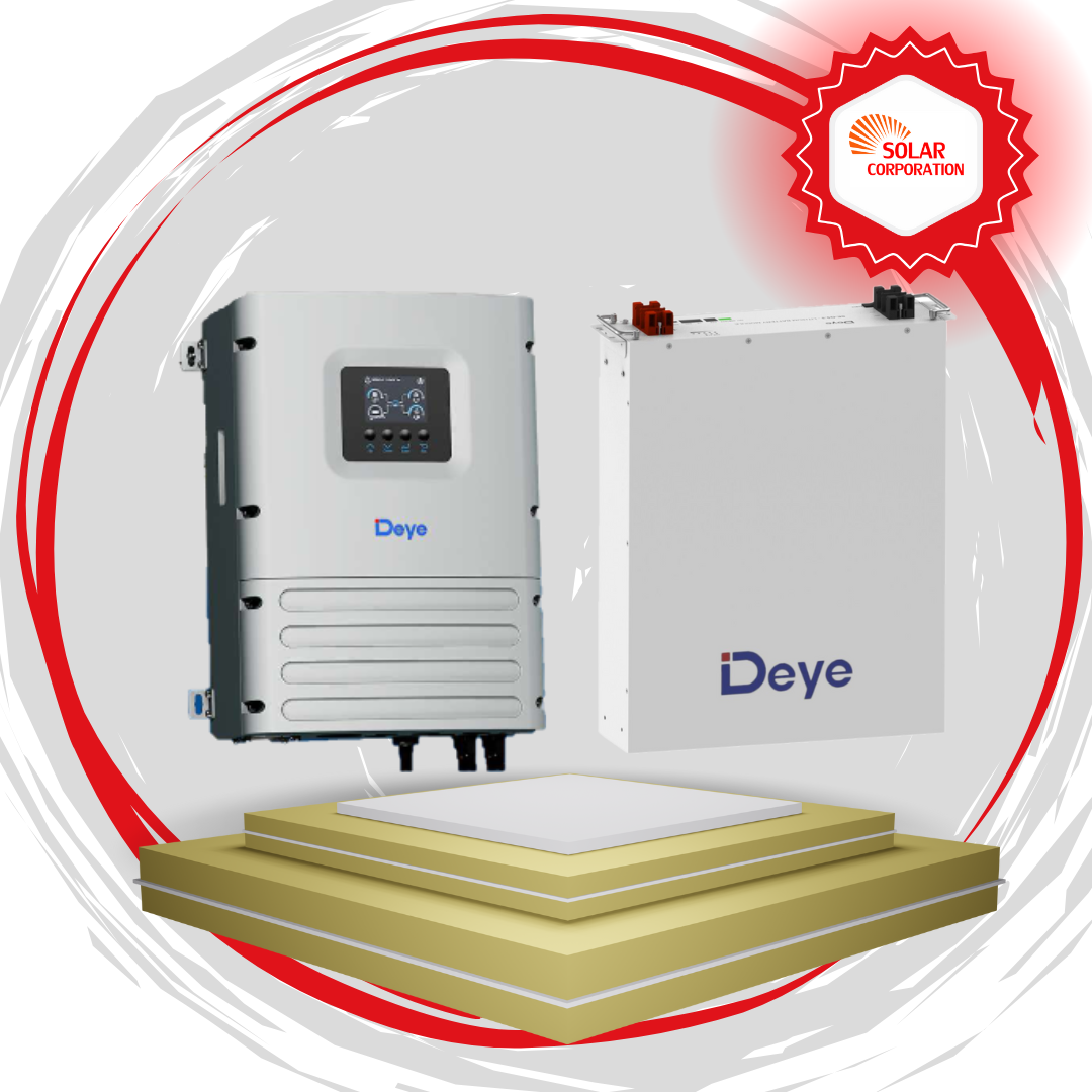 System DEYE Hybrid Off-Grid 48V 6kW Inverter  + 5.3kW Lithium Battery