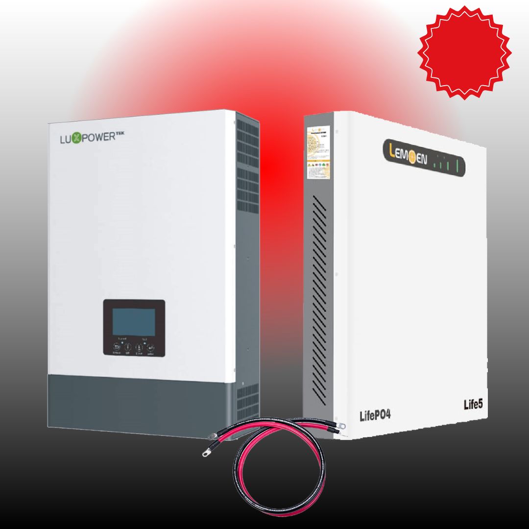 System Luxpower Hybrid Off-Grid 48V 6kW Inverter 5.12kW LEMOEN Life-5 Lithium