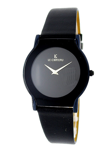 Le Chateau Men&#39;s Watch w/Dome Crystal &amp; Gold Plating-1114m_guncase