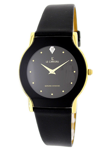 Le Chateau Men&#39;s Watch w/Genuine Diamond &amp; Gun Plating-1114mwd_gcase