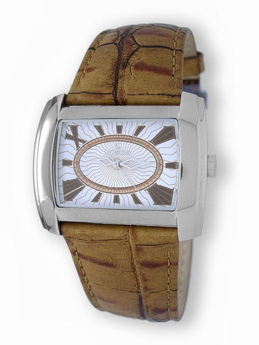 Le Chateau, Men&#39;s Leather &quot;&quot;Extravagant&quot;&quot; w/Textured dial -14006m_wht_tanband