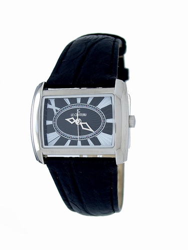 Le Chateau, Women&#39;s Leather &quot;Extravagant&quot; w/Textured dial -14006l_blkband