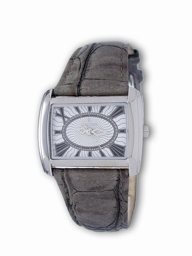 Le Chateau, Women&#39;s Leather &quot;Extravagant&quot; w/Textured dial -14006l_white_greyband