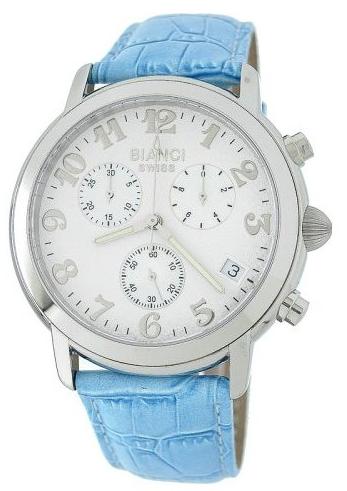 Bianci, Swiss Chronograph With Date-1822chrmwhtfacelightblueband