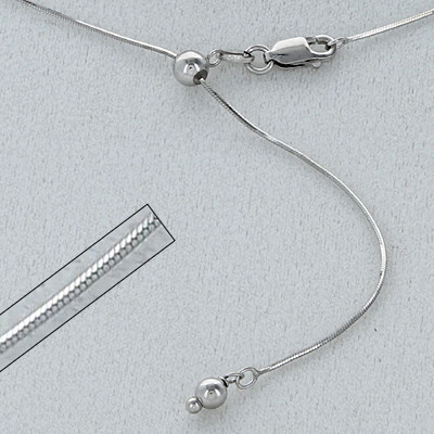 22&quot; Adjustable 8-Sided Silver Snake Chain