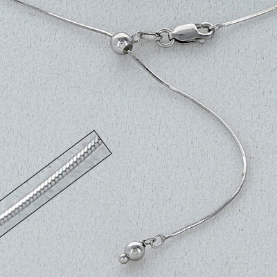 22" Adjustable 8-Sided Silver Snake Chain