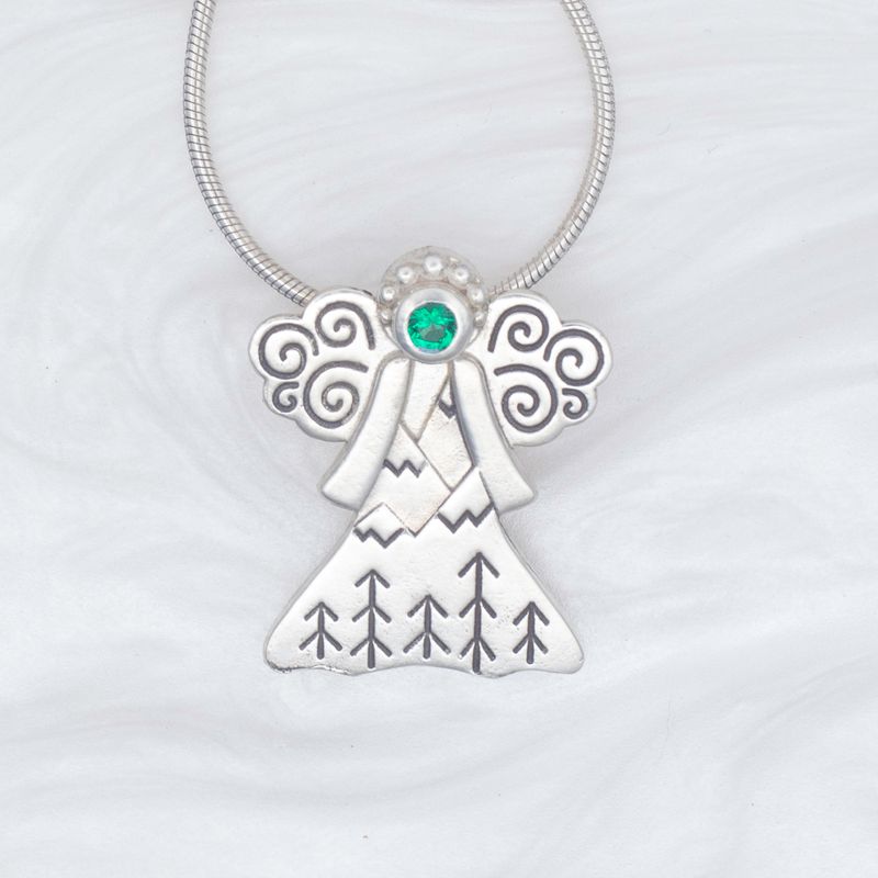 2025 Evangeline Gemstone Angel with a Lab-Grown Emerald