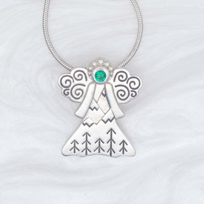 2025 Evangeline Gemstone Angel with a Lab-Grown Emerald