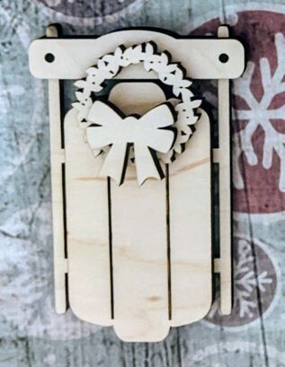 DIY Sled w/wreath Ornament