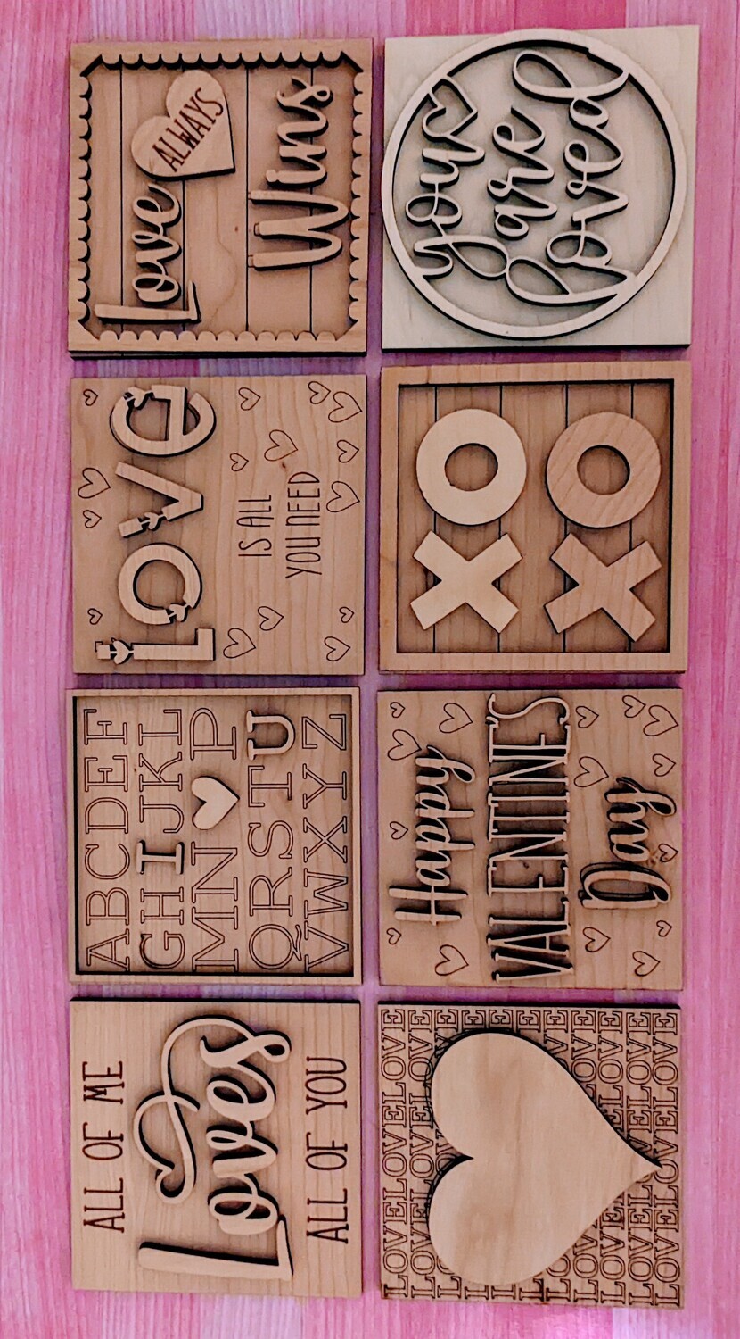 DIY Valentines/Love Ladder Tiles (Set of 8)