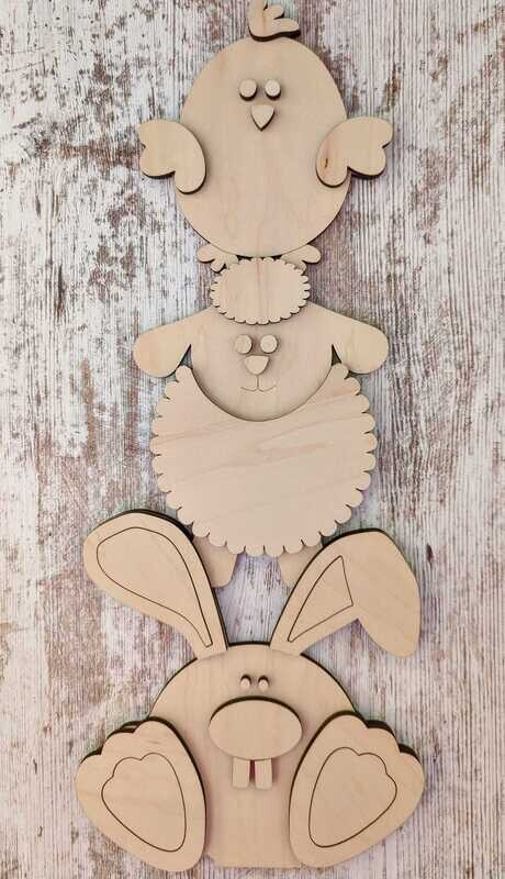 DIY Standing Stacked Chick Lamb Bunny
