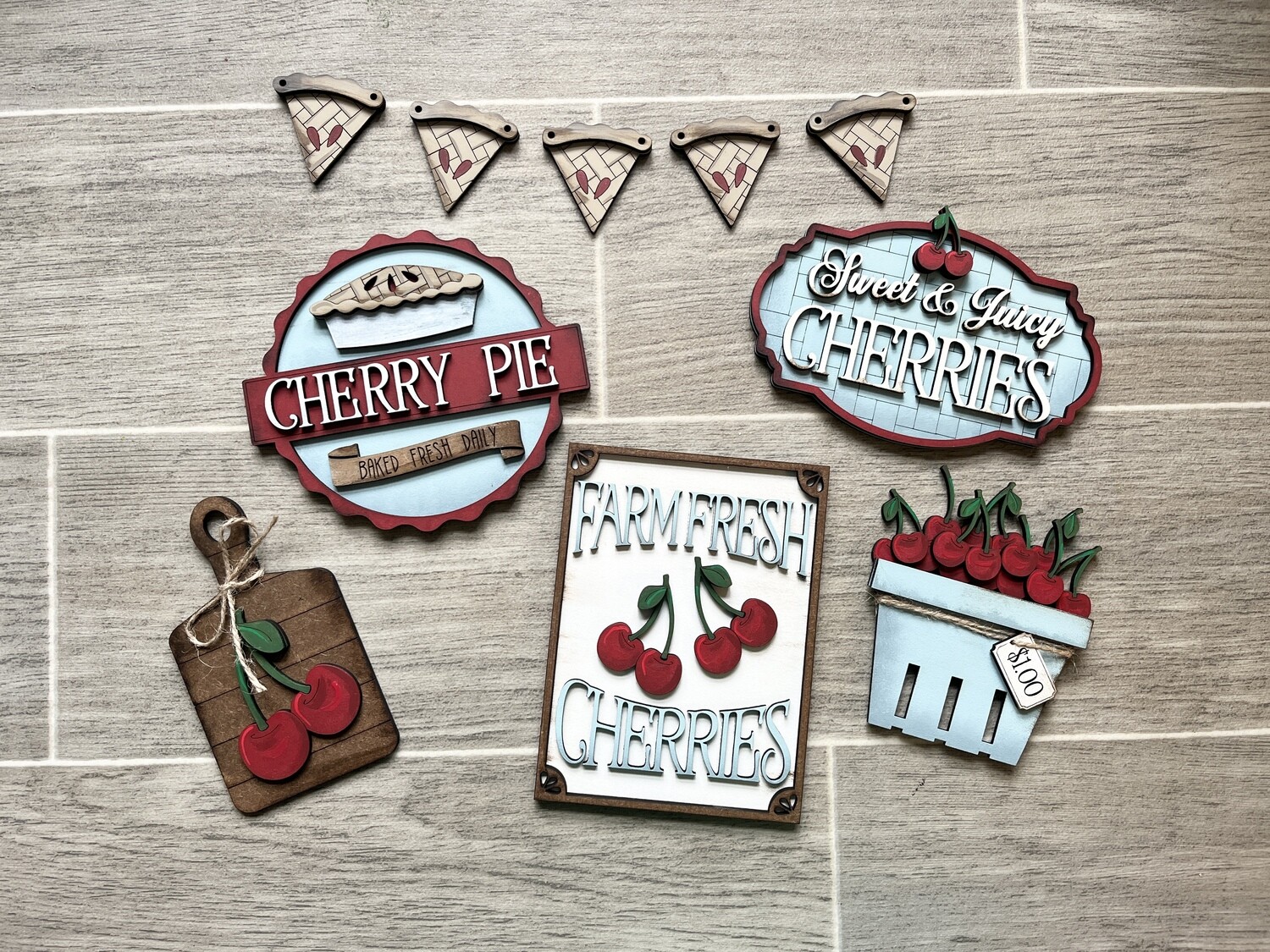 DIY Cherry Pie Tiered Tray Set (Unpainted/Unglued)