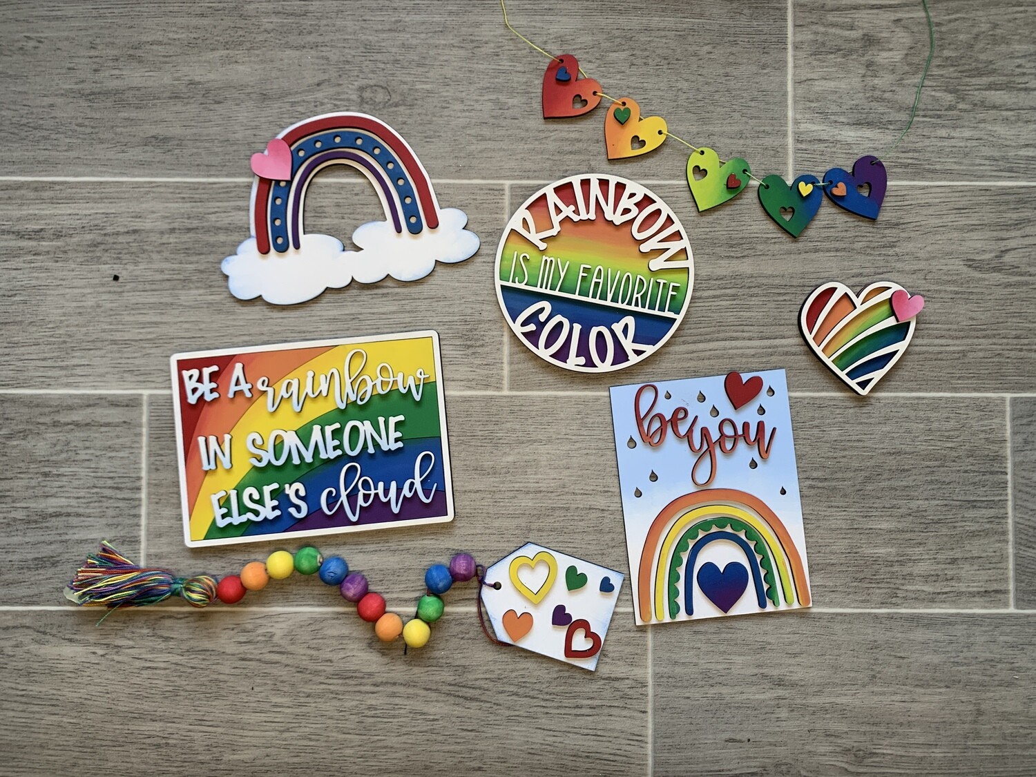 DIY Rainbow Tiered Tray Set (Unpainted/Unglued)
