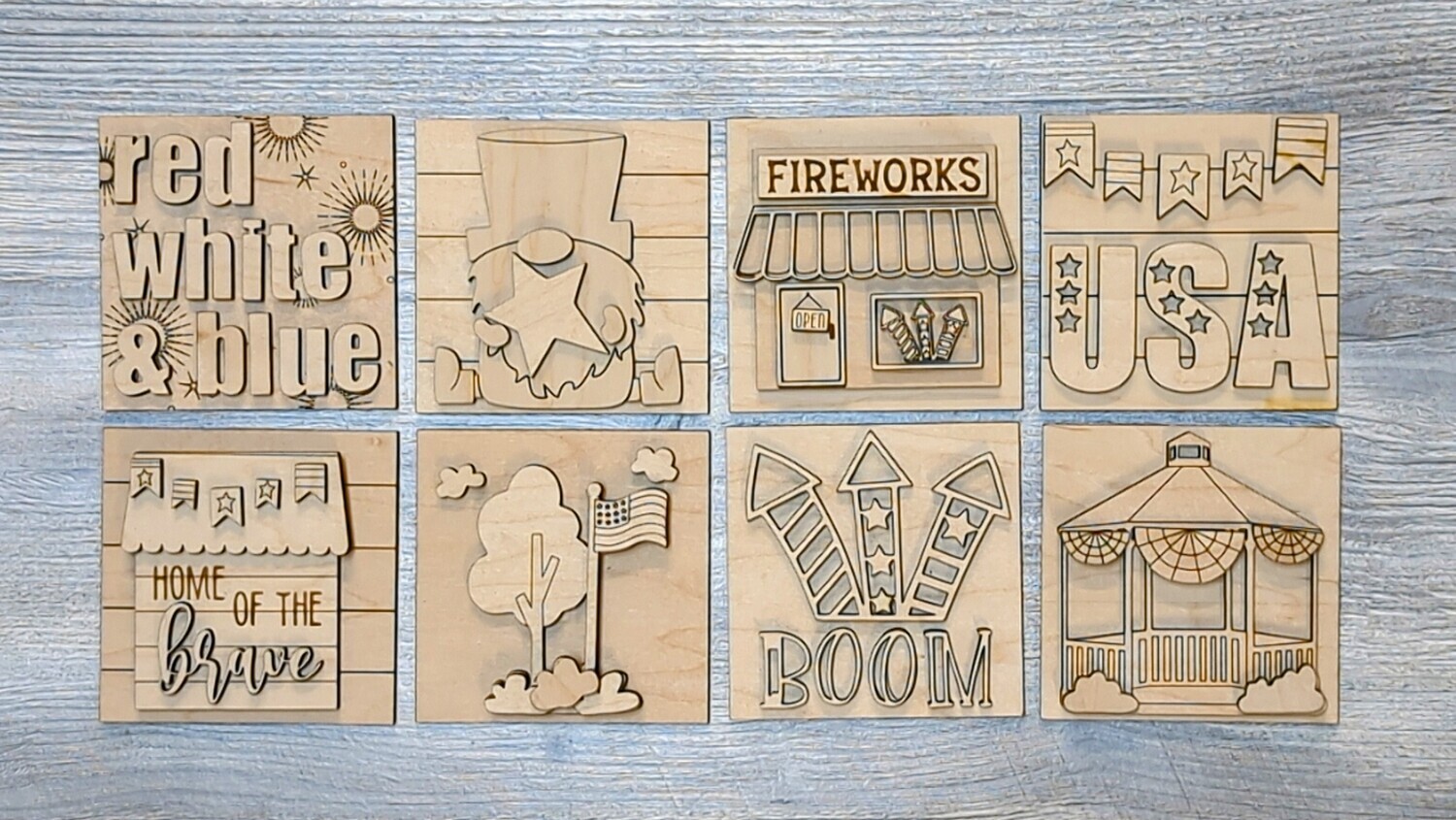 DIY 4th of July Ladder Tiles (Unpainted/Unglued) - 8 options