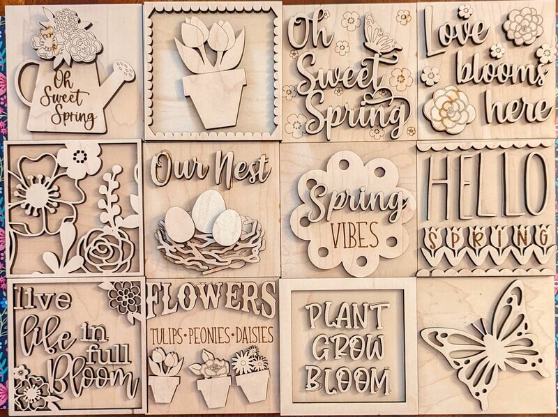 DIY Spring Leaning Ladder Tiles (Unpainted/Unglued)