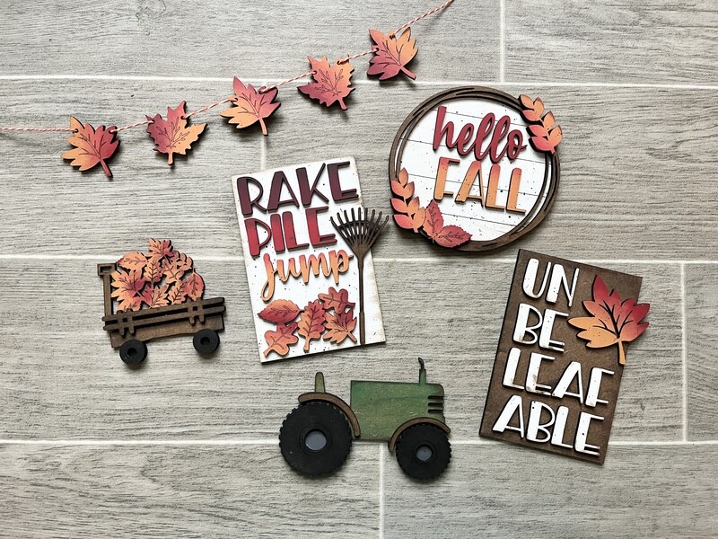 DIY Fall Leaves Tiered Tray Set (unpainted/Unglued)