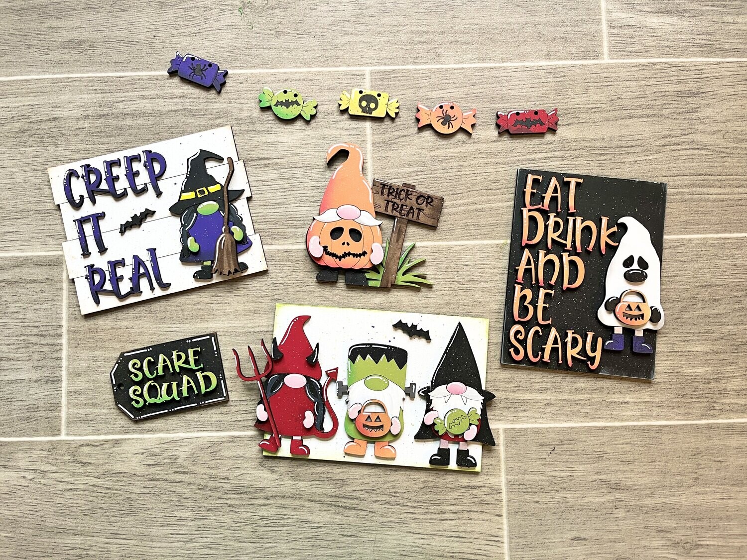 DIY Gnome Halloween Tiered Tray Set (unpainted/Unglued)