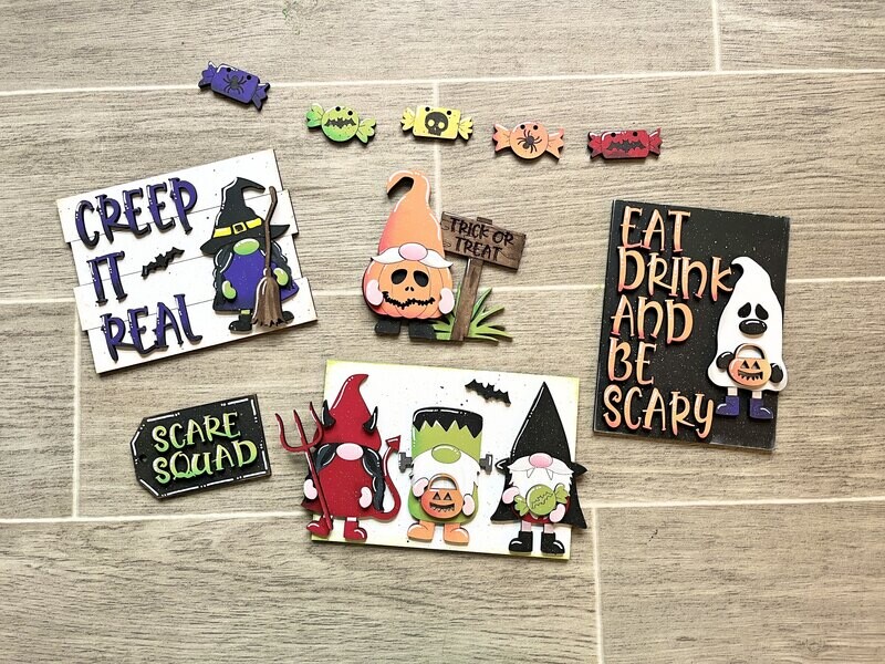 DIY Gnome Halloween Tiered Tray Set (unpainted/Unglued)