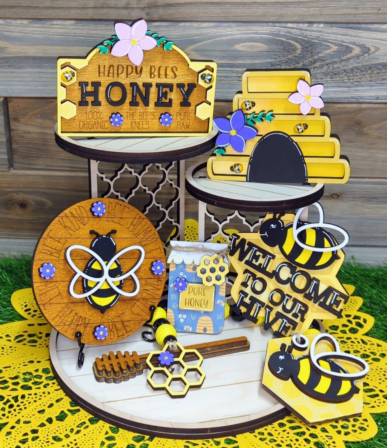 DIY Bumble Bee Tiered Tray Set