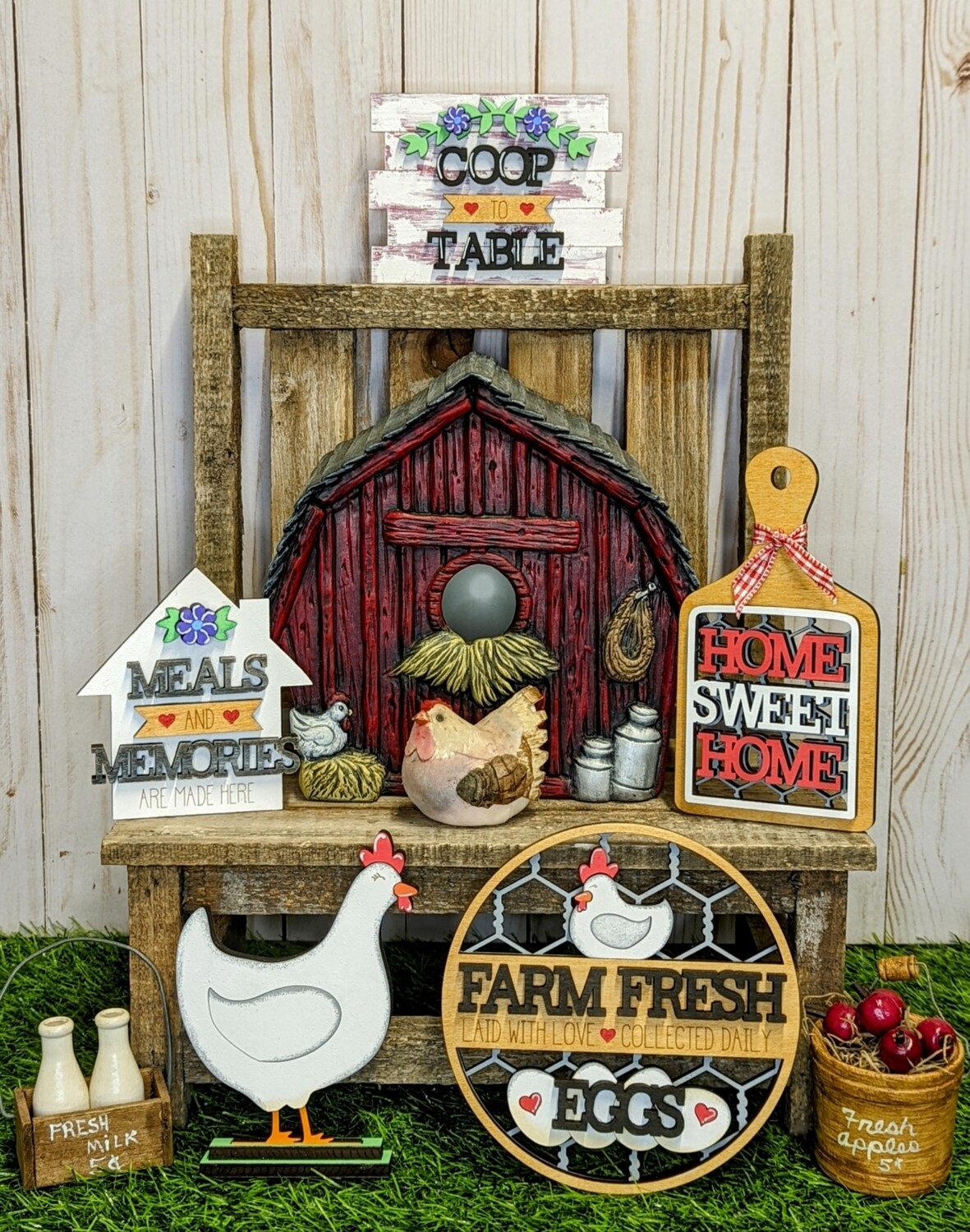 DIY Farmhouse Chickens Tiered Tray Set