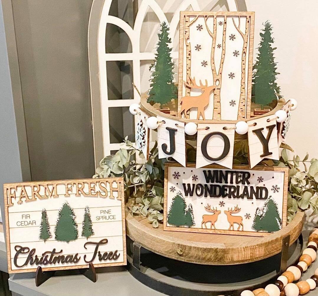 ​DIY Christmas Deer Tree Tiered Tray Set
