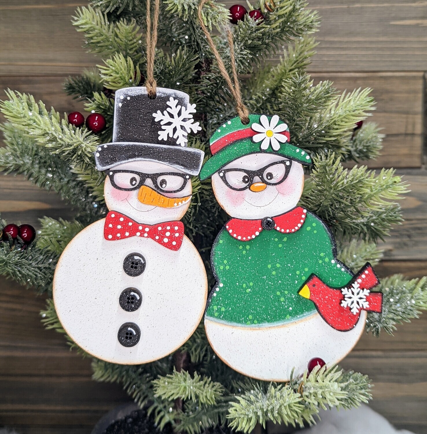 ​DIY Vintage Snowman Couple Ornaments