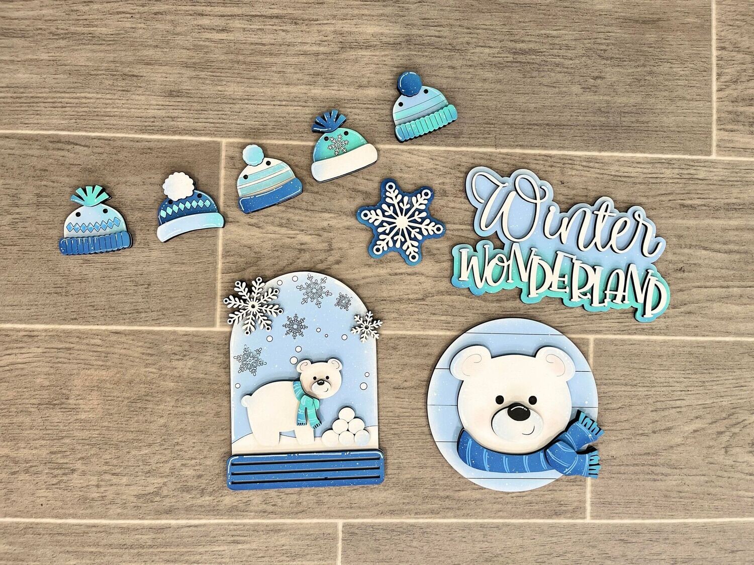 DIY Winter Bear QE Tiered Tray Set (Unpainted/Unglued)