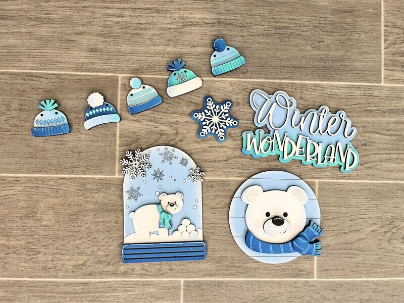 DIY Winter Bear QE Tiered Tray Set (Unpainted/Unglued)