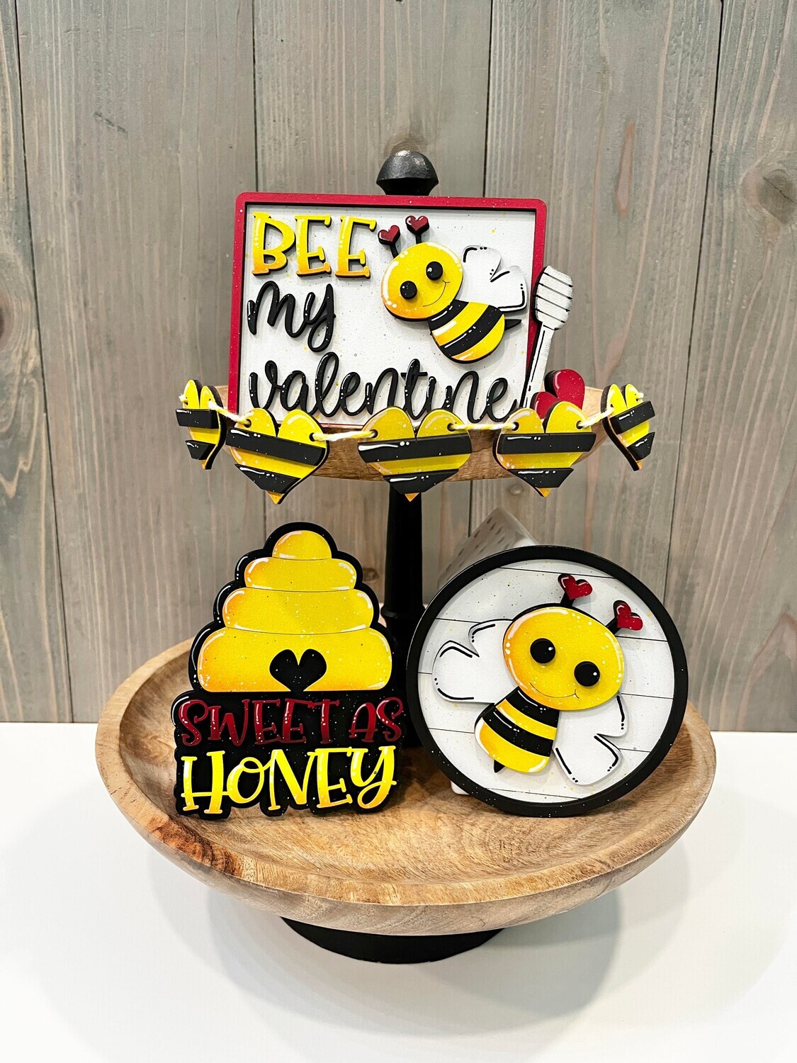 ​DIY Bee Valentine QE Tiered Tray Set (Unpainted/Unglued)