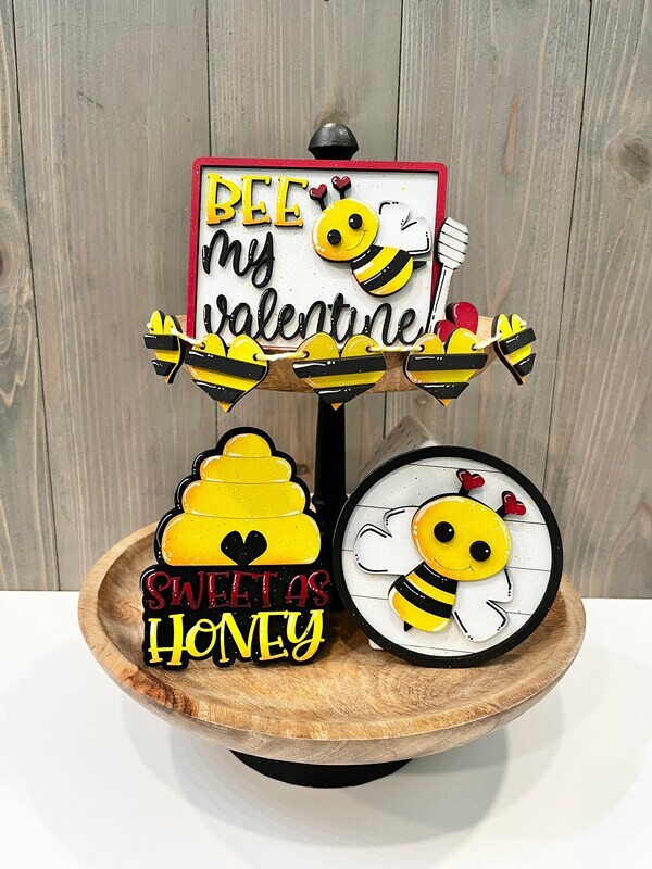​DIY Bee Valentine QE Tiered Tray Set (Unpainted/Unglued)
