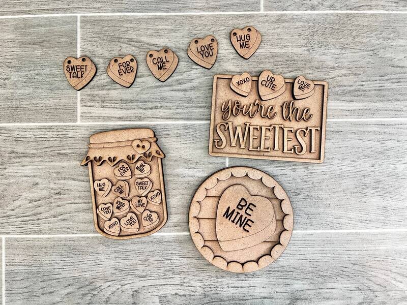 ​DIY Hearts Valentine QE Tiered Tray Set (Unpainted/Unglued)