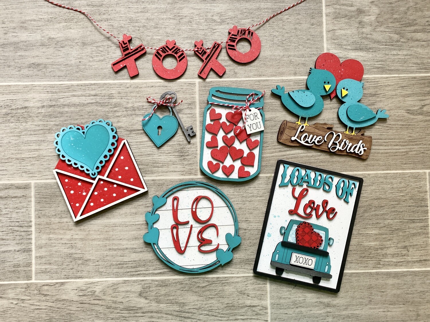 ​DIY Loads of Love Valentines Tiered Tray Set (Unpainted/Unglued)