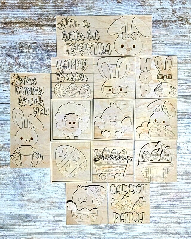 DIY Eggstra Easter Interchangeable Ladder Tile/Sign (Unpainted/Unglued)