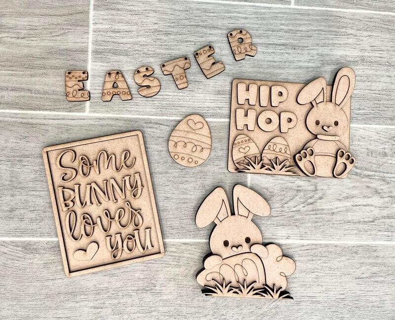 ​DIY Hip Hop Bunny QE Tiered Tray Set (Unpainted/Unglued)