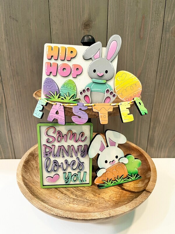 ​DIY Hip Hop Bunny QE Tiered Tray Set (Unpainted/Unglued)