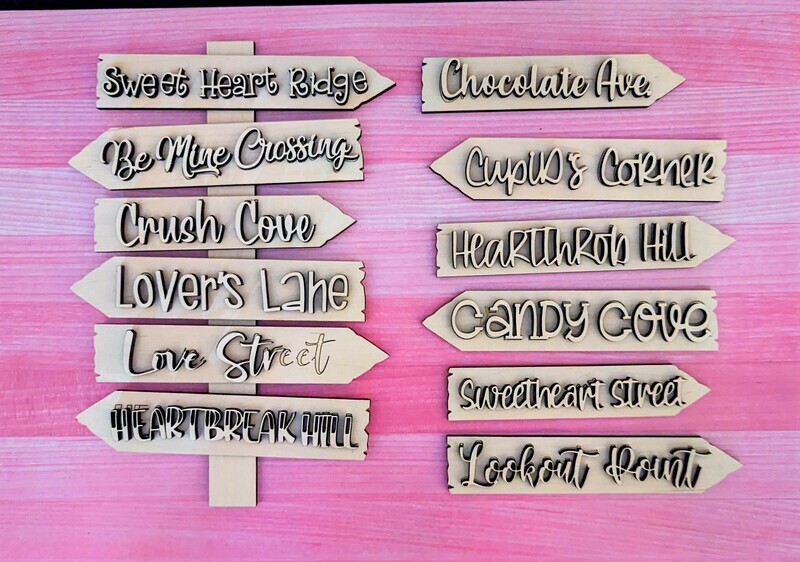 DIY VALENTINES DAY STREET SIGN (Unpainted/Unglued)