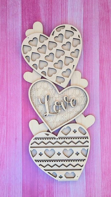DIY Stacked Love Hearts (unpainted/unglued)