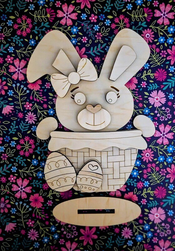 DIY Bunny Basket Easter Standing Shelf Sitter
