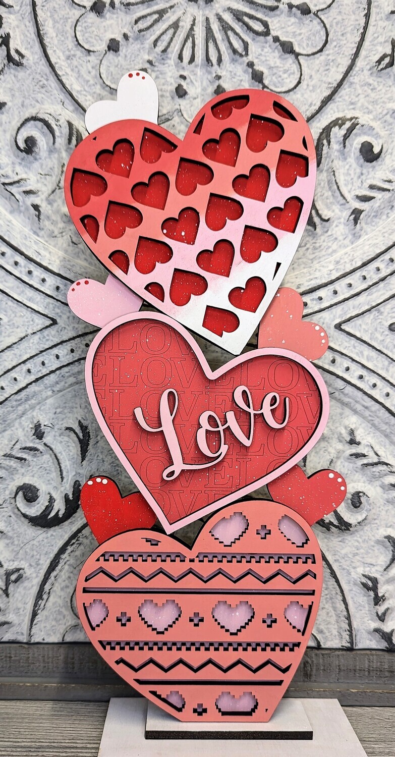 DIY Stacked Love Hearts (unpainted/unglued)