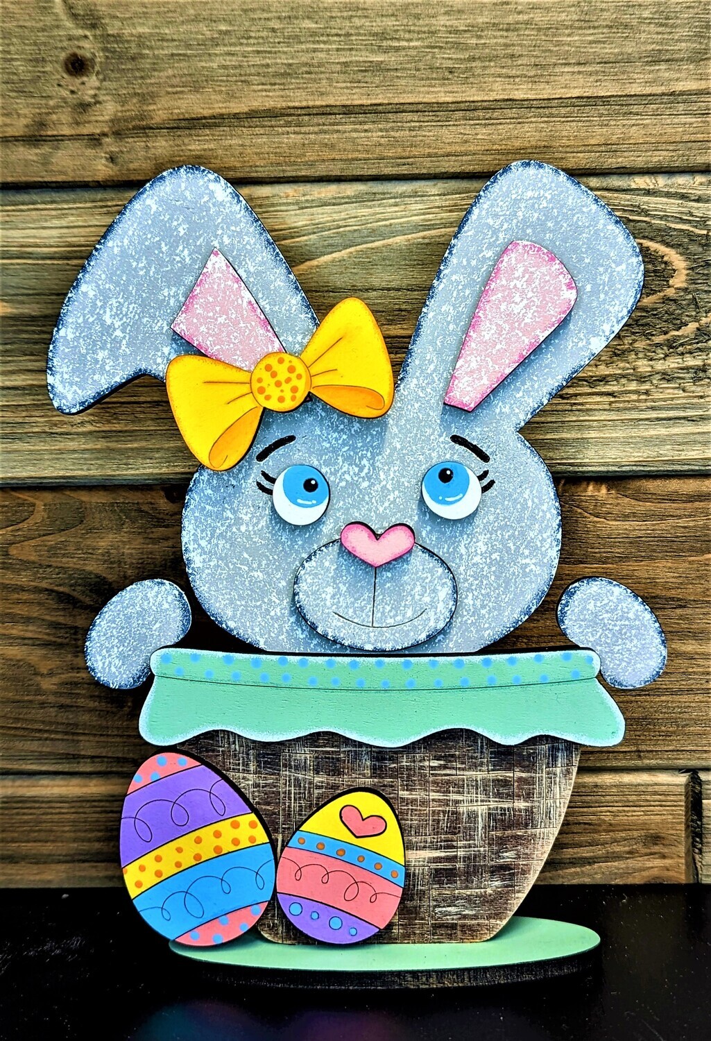 DIY Bunny Basket Easter Standing Shelf Sitter